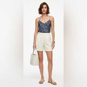 Club Monaco Cami Top Blue Floral V-Neck Silk Blend M Summer Resort